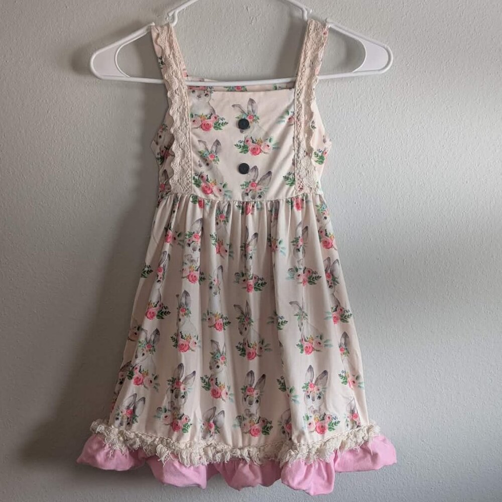 *3/$25* Girl's Rabbit Easter Ruffle Dress - Size 6/7
